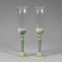 Vintage wedding glasses set of 2 light green, wedding