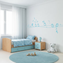 Velours Wandtattoo „Cik Cik“ – Samt Wandsticker 84 × 108 cm, hellblau