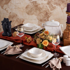 Service de table Karaca KARACA Batik Cream Gold Service de table 60 pièces pour 12 personnes, porcelaine, carré