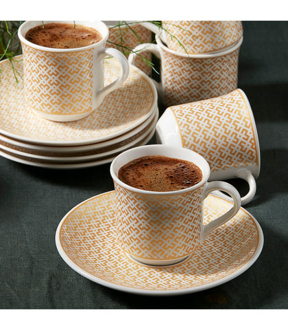 Karaca Apricot Vivi Bronz Kaffeetassen-Set für 6 Personen