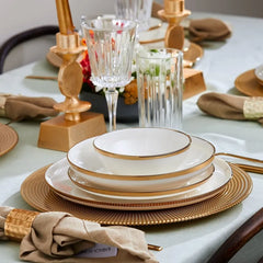 Karaca Eclipse Gold Streamline 57-piece dinnerware set for 12 people