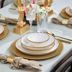 Karaca Eclipse Gold Streamline 57-piece dinnerware set for 12 people