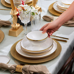 Karaca Eclipse Gold Streamline 57-piece dinnerware set for 12 people