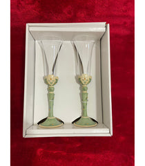 Vintage wedding glasses set of 2 light green, wedding